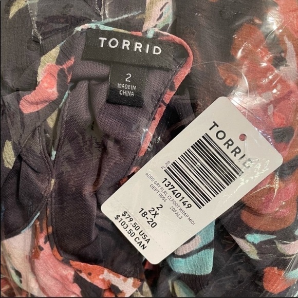 NWT Torrid Swiss Dot Floral Wrap Midi Dress Woven Fabric - Picture 5 of 5
